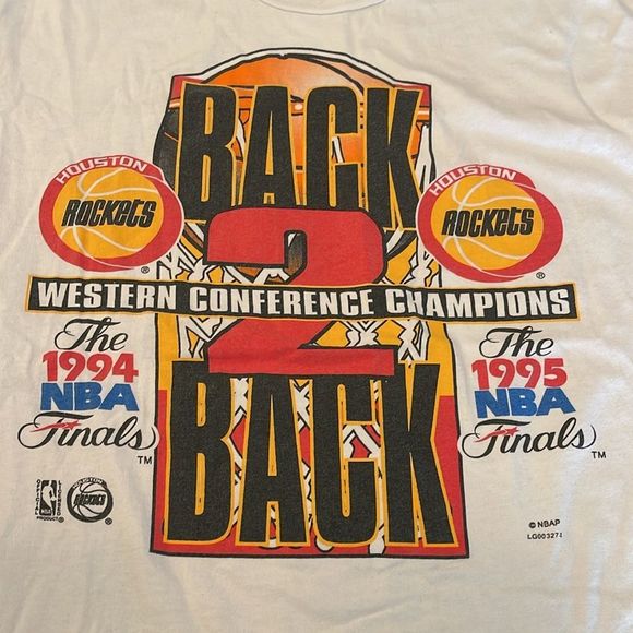HOUSTON ROCKETS Vintage 1995 Back 2 Back Champions NBA Graphic Tee - Picture 7 of 15